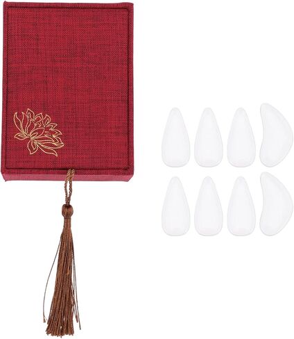 FOMIYES مجموعة أظافر Guzheng الاحترافية للأظافر المزيفة الكبيرة من الكريستال الأبيض للاعبين البالغين من Guzheng ملحقات أدوات ممارسة اللعب in Kuwait