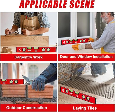 مستوى طوربيد 16 بوصة من VNW - 5 فقاعات عالية الوضوح 2 درجة/22.5 درجة/45 درجة/90 درجة/180 درجة، أداة مستوى مع أغطية نهائية مطاطية وجسم من الألومنيوم، نافذة عرض مسطحة لقياسات المنزل الخارجية in Kuwait