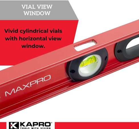 Kapro - 175 MaxPro Heavy Duty I-Beam Level - يتميز بقوارير أفقية ورأسية و+ 45 درجة وموقع راسيا مزدوج الرؤية وقاعدة V-Groove - ألومنيوم - 24 بوصة in Kuwait