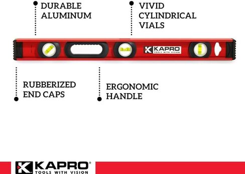 Kapro - 175 MaxPro Heavy Duty I-Beam Level - يتميز بقوارير أفقية ورأسية و+ 45 درجة وموقع راسيا مزدوج الرؤية وقاعدة V-Groove - ألومنيوم - 24 بوصة in Kuwait