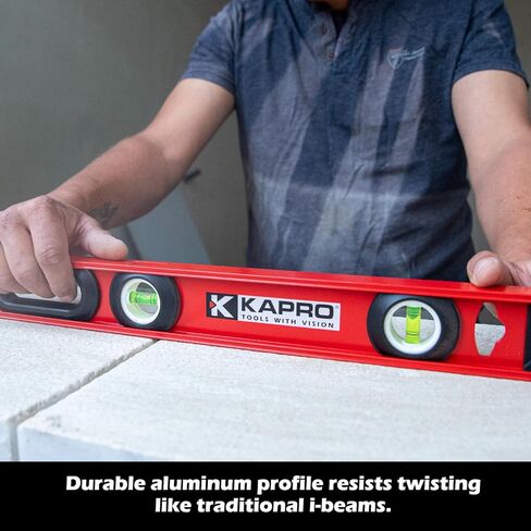 Kapro - 175 MaxPro Heavy Duty I-Beam Level - يتميز بقوارير أفقية ورأسية و+ 45 درجة وموقع راسيا مزدوج الرؤية وقاعدة V-Groove - ألومنيوم - 24 بوصة in Kuwait