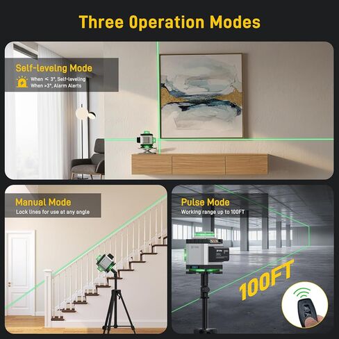 مستوى الليزر، MrToNo 4 × 360 درجة مستوى ليزر 360 درجة تسوية ذاتية، 16 خطًا أداة تسوية ليزر 4D مستوى ليزر أخضر 360 درجة، للبناء والسقف والبلاط والتأطير وتجديد المنزل وتعليق الصور (فضي) in Saudi Arabia