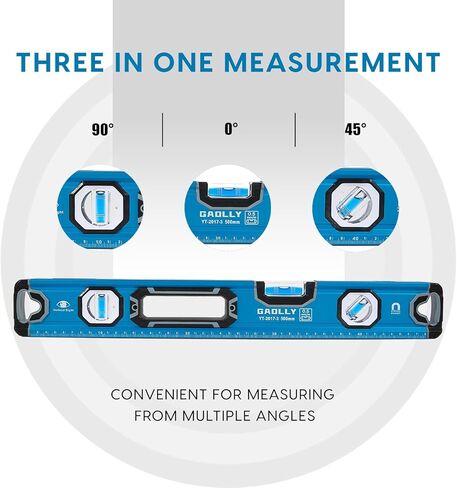3-Piece Spirit Level Set (12", 24", 40"), Level Set with Magnetic Torpedo, 45°/90°/180°Bubbles Measuring, Aluminium Alloy Levels, Open Top View Design in Kuwait