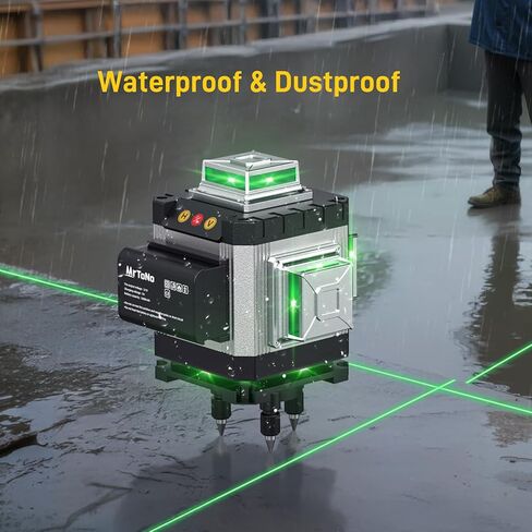 مستوى الليزر، MrToNo 4 × 360 درجة مستوى ليزر 360 درجة تسوية ذاتية، 16 خطًا أداة تسوية ليزر 4D مستوى ليزر أخضر 360 درجة، للبناء والسقف والبلاط والتأطير وتجديد المنزل وتعليق الصور (فضي) in Saudi Arabia