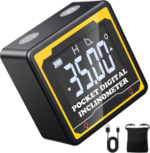 Preciva Magnetic Digital Angle Finder | 4-Sided High-Precision Inclinometer with Backlit LCD, IP54 Waterproof for Woodworking, Construction, Metal Working & DIY Projects in Kuwait