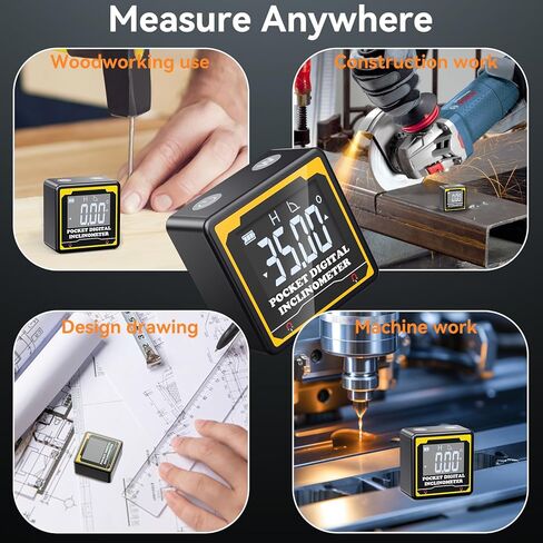 Preciva Magnetic Digital Angle Finder | 4-Sided High-Precision Inclinometer with Backlit LCD, IP54 Waterproof for Woodworking, Construction, Metal Working & DIY Projects in Kuwait