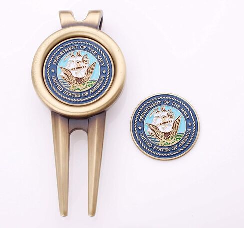 Coins For Anything, Inc Navy Golf Divot Tool Plus Ball Markers - USN U.S. Navy Military Golf Ball Marker & Tool - Designed by Military Veterans - Officially Licensed in Saudi Arabia