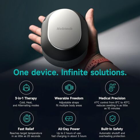 Nekteck Portable Cold Therapy Machine Recovery Therm Cube for Pain Relief, Rechargeable 3-in-1 Heat and Cold Contrast Therapy for Knee, Shoulder, Back, Leg in Kuwait