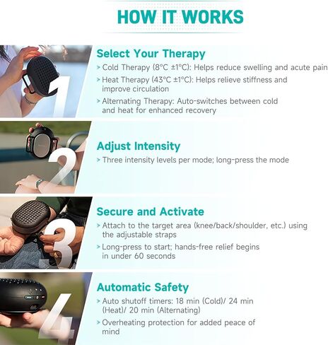 Nekteck Portable Cold Therapy Machine Recovery Therm Cube for Pain Relief, Rechargeable 3-in-1 Heat and Cold Contrast Therapy for Knee, Shoulder, Back, Leg in Kuwait