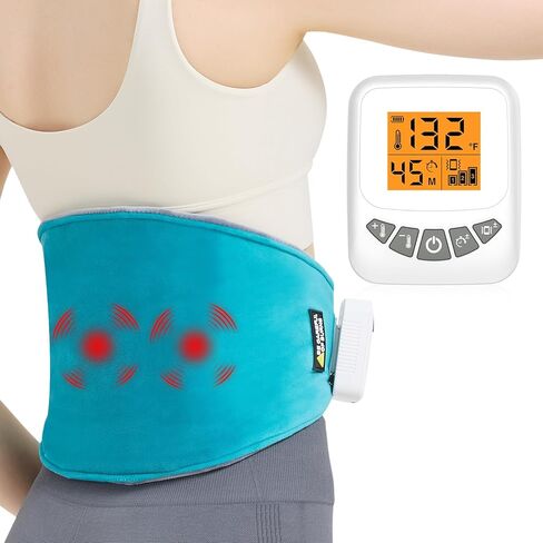 AOBOCO Cordless Heating Pad for Back Pain Relief, 5000mAh Rechargeable Lower Back Massager with Heat, Portable Heated Waist Belt Wrap for Women Men, 104℉-140℉ Heat Levels, 3 Vibration Modes in Saudi Arabia