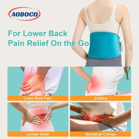 AOBOCO Cordless Heating Pad for Back Pain Relief, 5000mAh Rechargeable Lower Back Massager with Heat, Portable Heated Waist Belt Wrap for Women Men, 104℉-140℉ Heat Levels, 3 Vibration Modes in Saudi Arabia