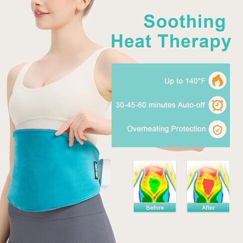 AOBOCO Cordless Heating Pad for Back Pain Relief, 5000mAh Rechargeable Lower Back Massager with Heat, Portable Heated Waist Belt Wrap for Women Men, 104℉-140℉ Heat Levels, 3 Vibration Modes in Saudi Arabia