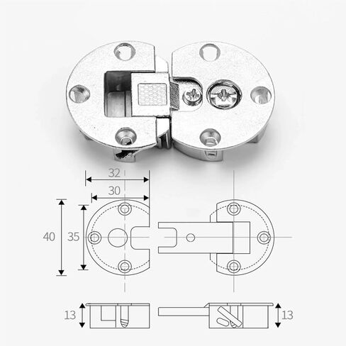 90 Degree Folding Hinge Adjustable Flap Slide-in Up-Down Detachable Concealed Zinc Alloy 2Pcs ﻿ in Saudi Arabia