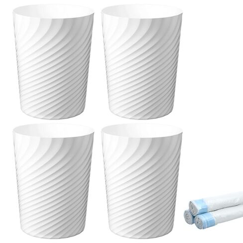 Kifmurase 4Pcs Small Trash Can, Wastebasket Recycling Bin, Round Garbage Can, Plastic Waste Basket, Bathroom Garbage Bin with Trash Bags for Bathrooms, Laundry Room, Kitchens, Offices, Dorms in Saudi Arabia