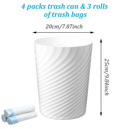 Kifmurase 4Pcs Small Trash Can, Wastebasket Recycling Bin, Round Garbage Can, Plastic Waste Basket, Bathroom Garbage Bin with Trash Bags for Bathrooms, Laundry Room, Kitchens, Offices, Dorms in Saudi Arabia