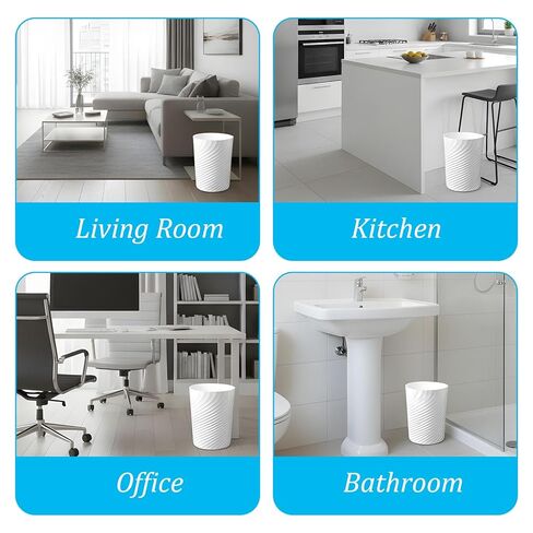 Kifmurase 4Pcs Small Trash Can, Wastebasket Recycling Bin, Round Garbage Can, Plastic Waste Basket, Bathroom Garbage Bin with Trash Bags for Bathrooms, Laundry Room, Kitchens, Offices, Dorms in Saudi Arabia