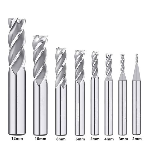 مجموعة لقم مطحنة نهاية 8 قطع HSS نهاية مطحنة 4 - مزامير قطع معدنية مربعة من الألومنيوم لقم أدوات الطحن 2 مم 3 مم 4 مم 5 مم 6 مم 8 مم 10 مم 12 مم - مجموعة من 8 قطع in Kuwait