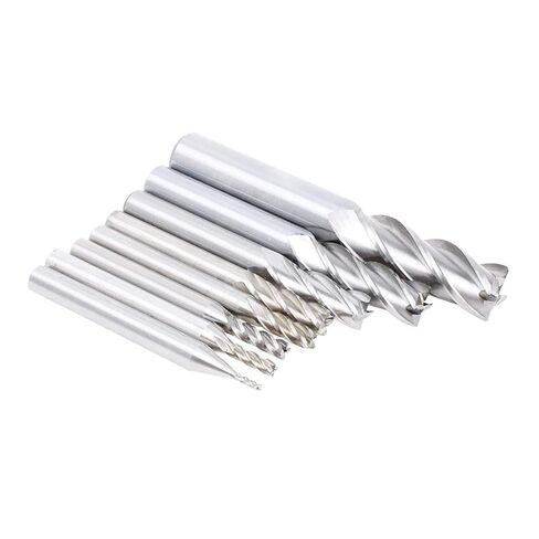 مجموعة لقم مطحنة نهاية 8 قطع HSS نهاية مطحنة 4 - مزامير قطع معدنية مربعة من الألومنيوم لقم أدوات الطحن 2 مم 3 مم 4 مم 5 مم 6 مم 8 مم 10 مم 12 مم - مجموعة من 8 قطع in Kuwait