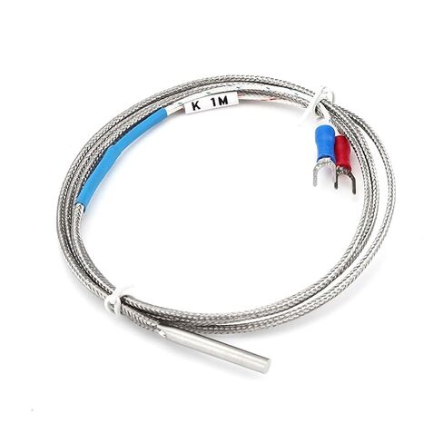 4mm Small Probe Thermocouple Type K 0-600℃ 1/2/3/4/5M Shielded Braide Wire Sensor 1Pcs(K Type 1 M) in Saudi Arabia