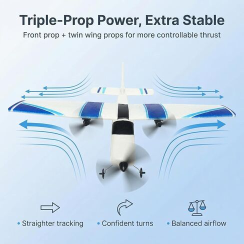 RC Airplane,RC Plane, 2.4GHz 2 Channels RTF RC Aircraft with 3-Axis Gyro for Beginner Easy to Speedy Fly Glider Toys with 2 Extra Batteries [ 3 Batteries ] in Kuwait