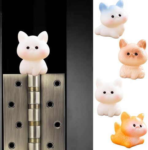 Cute Mini Creative Siamese Cat, White Cat Hinge Heads Decorative Topper Set 4PCS, Home Decoration,Magnetic Hinge Head Toppers Door Hinge in Saudi Arabia