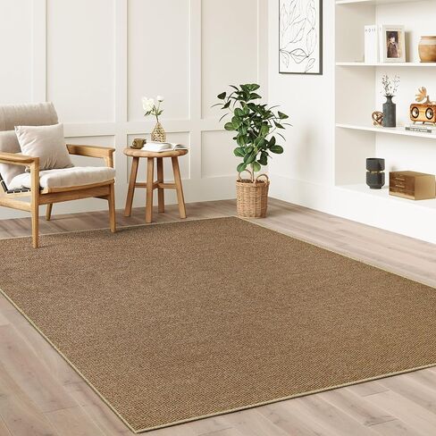 Faux Jute Non-Slip Area Rug, 4x6 Washable Pet-Friendly Floor Mat for Living Room, Bedroom, Entryway, Machine Woven Durable Scratch Resistant Carpet, Camel in Saudi Arabia