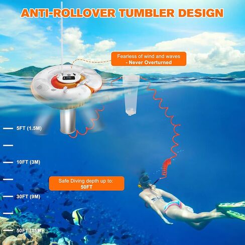 Scuba Diving Ventilator System, Portable Tankless Lung Underwater Breathing Device with 50FT Long Tube, High-Flow Rechargeable Air Compressor for Snorkeling, Recreational Diving & Fishing in Kuwait