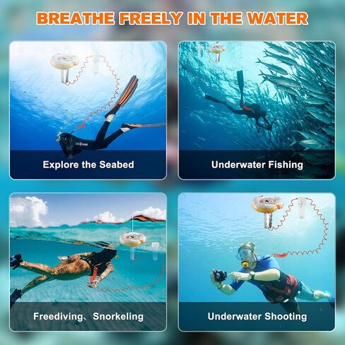 Scuba Diving Ventilator System, Portable Tankless Lung Underwater Breathing Device with 50FT Long Tube, High-Flow Rechargeable Air Compressor for Snorkeling, Recreational Diving & Fishing in Kuwait