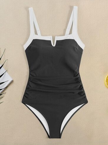 Women Sexy Tummy Control One Piece Swimsuit V Neck Retro Bathing Suit Swimsuits for Women Tummy Control Swimsuit in Saudi Arabia