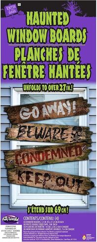 Fun World Haunted Bloody Wooden Window Boards with Words Standard in Saudi Arabia
