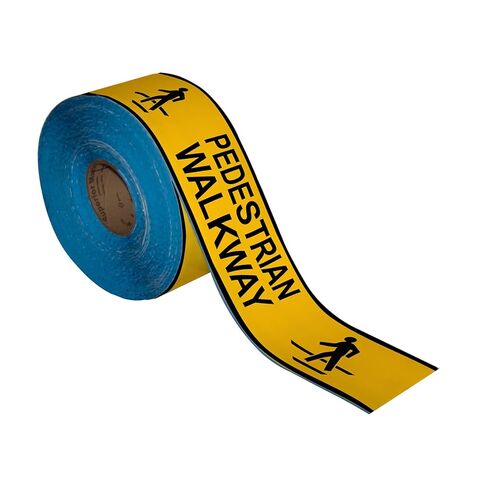 SmartSign Yellow 4 inch x 100 feet Pedestrian Walkway Floor Marking Tape, 32 mil Vinyl Floor Tape, Superior Mark Industrial Use Safety Tape with Beveled Edges, Strong Adhesive in Saudi Arabia