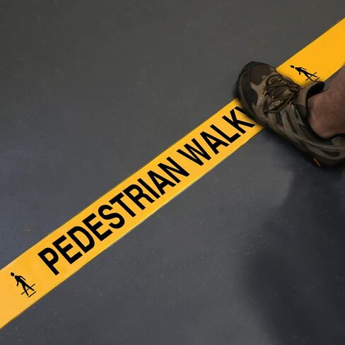 SmartSign Yellow 4 inch x 100 feet Pedestrian Walkway Floor Marking Tape, 32 mil Vinyl Floor Tape, Superior Mark Industrial Use Safety Tape with Beveled Edges, Strong Adhesive in Saudi Arabia