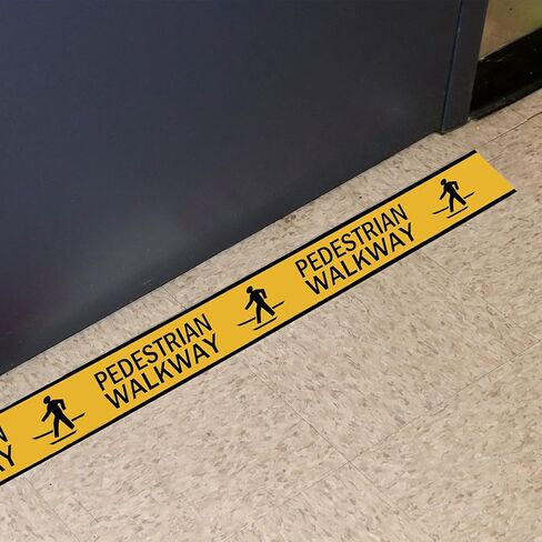 SmartSign Yellow 4 inch x 100 feet Pedestrian Walkway Floor Marking Tape, 32 mil Vinyl Floor Tape, Superior Mark Industrial Use Safety Tape with Beveled Edges, Strong Adhesive in Saudi Arabia