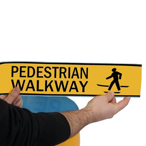 SmartSign Yellow 4 inch x 100 feet Pedestrian Walkway Floor Marking Tape, 32 mil Vinyl Floor Tape, Superior Mark Industrial Use Safety Tape with Beveled Edges, Strong Adhesive in Saudi Arabia