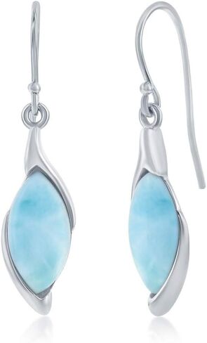 أقراط لاريمار - تدمير الدمعة الأزرق والفضي - أقراط Gemstone Pear Women in Kuwait