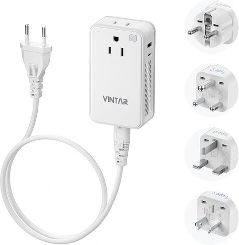220V to 110V Converter for European Travel, VINTAR 200W Mini Universal Travel Adapter Voltage Converter US to Europe, International Step Down Power Converter Adapter Combo for EU UK AUS India in Kuwait