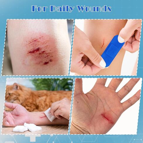 150 قطعة من القماش الأزرق لخدمة الطعام، ضمادات معدنية قابلة للاكتشاف، 3 × 1 بوصة، ضمادات مرنة منسوجة مقاومة للماء قابلة للتنفس مع وسادة غير لاصقة، خالية من اللاتكس لمجموعة الإسعافات الأولية للعناية بالجروح وحمايتها in Kuwait