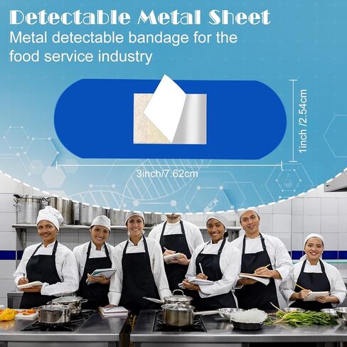 150 قطعة من القماش الأزرق لخدمة الطعام، ضمادات معدنية قابلة للاكتشاف، 3 × 1 بوصة، ضمادات مرنة منسوجة مقاومة للماء قابلة للتنفس مع وسادة غير لاصقة، خالية من اللاتكس لمجموعة الإسعافات الأولية للعناية بالجروح وحمايتها in Kuwait