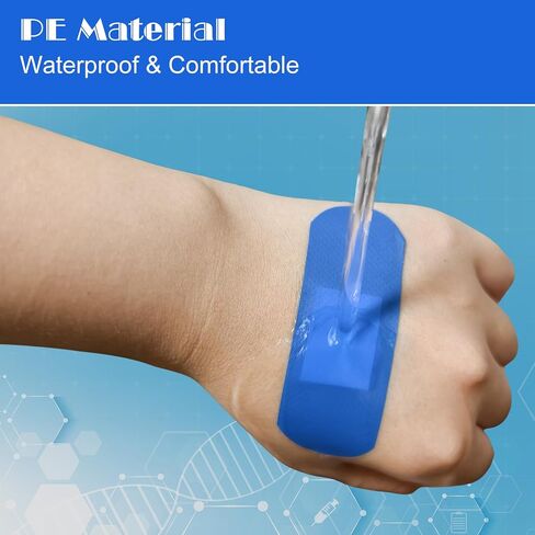 150 قطعة من القماش الأزرق لخدمة الطعام، ضمادات معدنية قابلة للاكتشاف، 3 × 1 بوصة، ضمادات مرنة منسوجة مقاومة للماء قابلة للتنفس مع وسادة غير لاصقة، خالية من اللاتكس لمجموعة الإسعافات الأولية للعناية بالجروح وحمايتها in Kuwait