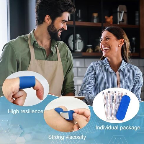 150 قطعة من القماش الأزرق لخدمة الطعام، ضمادات معدنية قابلة للاكتشاف، 3 × 1 بوصة، ضمادات مرنة منسوجة مقاومة للماء قابلة للتنفس مع وسادة غير لاصقة، خالية من اللاتكس لمجموعة الإسعافات الأولية للعناية بالجروح وحمايتها in Kuwait