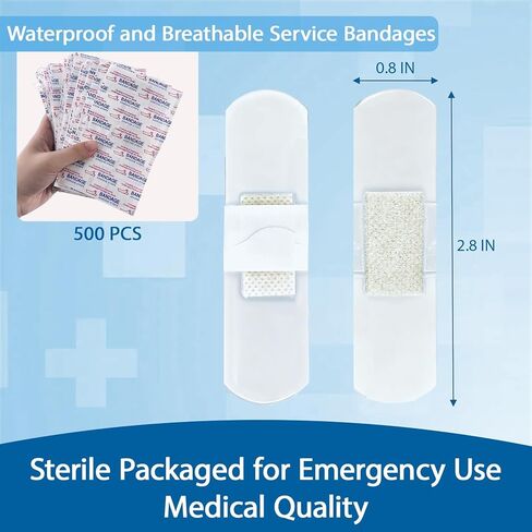 200 قطعة من الضمادات المقاومة للماء من مادة البولي يوريثين الشفافة والشفافة للإسعافات الأولية والسباحة والاستحمام ومستلزمات العناية بالجروح مقاس 0.8 بوصة × 2.8 بوصة in Kuwait