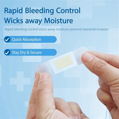 200 قطعة من الضمادات المقاومة للماء من مادة البولي يوريثين الشفافة والشفافة للإسعافات الأولية والسباحة والاستحمام ومستلزمات العناية بالجروح مقاس 0.8 بوصة × 2.8 بوصة in Kuwait