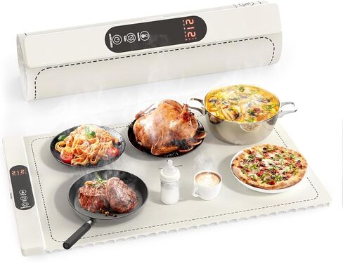 Warming Mat for Food, Electric Silicone Warming Tray for Buffet Party, 6 Temperature Settings, 5H Timer, Safety Lock, Foldable Food Warmer Mat for Countertop, Kitchen, Family in Saudi Arabia