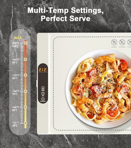 Warming Mat for Food, Electric Silicone Warming Tray for Buffet Party, 6 Temperature Settings, 5H Timer, Safety Lock, Foldable Food Warmer Mat for Countertop, Kitchen, Family in Saudi Arabia