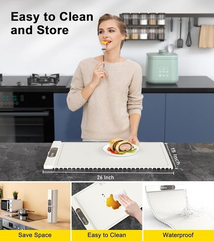 Warming Mat for Food, Electric Silicone Warming Tray for Buffet Party, 6 Temperature Settings, 5H Timer, Safety Lock, Foldable Food Warmer Mat for Countertop, Kitchen, Family in Saudi Arabia