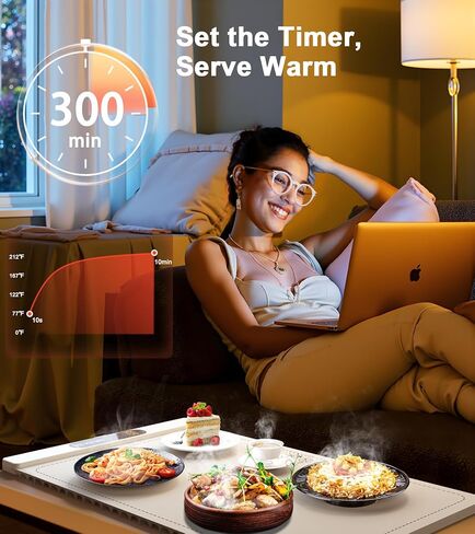 Warming Mat for Food, Electric Silicone Warming Tray for Buffet Party, 6 Temperature Settings, 5H Timer, Safety Lock, Foldable Food Warmer Mat for Countertop, Kitchen, Family in Saudi Arabia