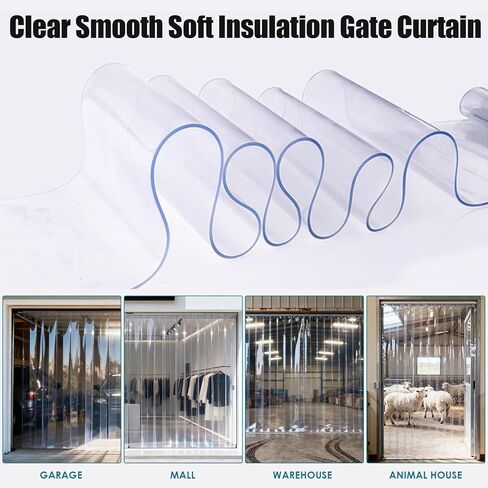 ستارة باب شريطية من مادة PVC مقاومة للرياح للدخول التجاري، وغرفة التجميد والمبرد، والمستودعات والاستخدام المنزلي - ستارة خصوصية متينة من الفينيل (عرض 225 × ارتفاع 260 سم / 88.58 × 102.3 بوصة) in Kuwait