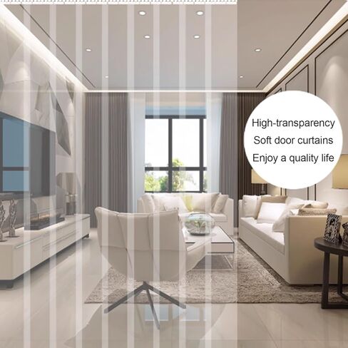 ستارة شريطية بديلة شفافة من مادة PVC - باب معزول حراريًا مقاوم للماء للمستودعات والفريزر - ستارة باب تجارية متينة من الفينيل (عرض 135 × ارتفاع 260 سم / 53.15 × 102.3 بوصة) in Kuwait