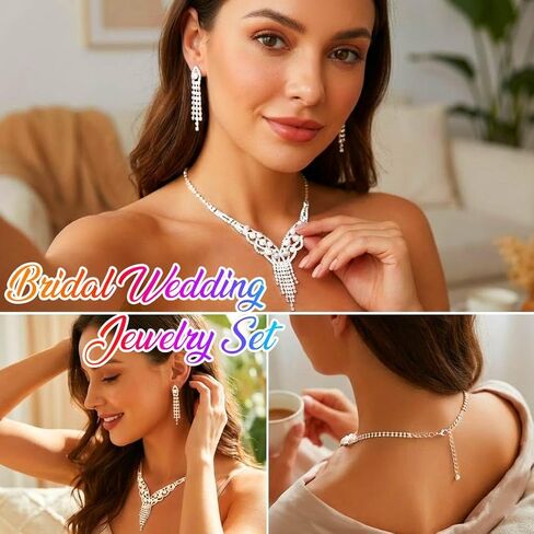 قلادة وحجر الراين البريشو ومرنك مجموعة زفاف زفاف لؤلؤة الفضة لعرائس المجوهرات الرسمية للنساء in Kuwait