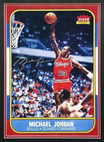 Michael Jordan Autographed Framed 1986 Fleer Rookie Card #57 Blow Up Poster Chicago Bulls UDA Holo #BAM307261 - Basketball Slabbed Autographed Cards in Saudi Arabia